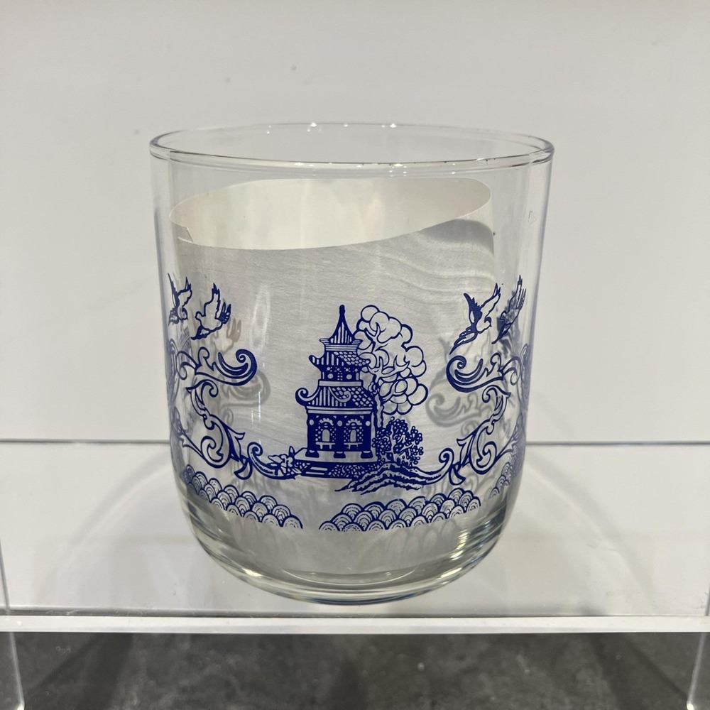 Vintage Glass English Ironstone Blue Willow 10oz Drinking Cup Kitchen Glassware